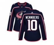 Women Adidas Columbus Blue Jackets #10 Alexander Wennberg Navy Blue Home Authentic Stitched NHL Jersey