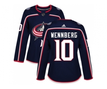 Women Adidas Columbus Blue Jackets #10 Alexander Wennberg Navy Blue Home Authentic Stitched NHL Jersey