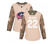 Women Adidas Columbus Blue Jackets #22 Sonny Milano Camo Authentic 2017 Veterans Day Stitched NHL Jersey