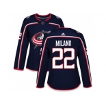 Women Adidas Columbus Blue Jackets #22 Sonny Milano Navy Blue Home Authentic Stitched NHL Jersey