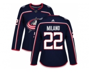 Women Adidas Columbus Blue Jackets #22 Sonny Milano Navy Blue Home Authentic Stitched NHL Jersey