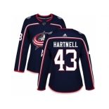 Women Adidas Columbus Blue Jackets #43 Scott Hartnell Navy Blue Home Authentic Stitched NHL Jersey