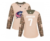 Women Adidas Columbus Blue Jackets #7 Jack Johnson Camo Authentic 2017 Veterans Day Stitched NHL Jersey