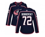 Women Adidas Columbus Blue Jackets #72 Sergei Bobrovsky Navy Blue Home Authentic Stitched NHL Jersey