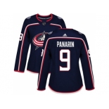 Women Adidas Columbus Blue Jackets #9 Artemi Panarin Navy Blue Home Authentic Stitched NHL Jersey