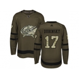 Youth Adidas Columbus Blue Jackets #17 Brandon Dubinsky Green Salute to Service Stitched NHL Jersey