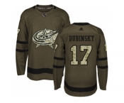 Youth Adidas Columbus Blue Jackets #17 Brandon Dubinsky Green Salute to Service Stitched NHL Jersey