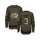 Youth Adidas Columbus Blue Jackets #3 Seth Jones Green Salute to Service Stitched NHL Jersey