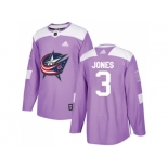 Youth Adidas Columbus Blue Jackets #3 Seth Jones Purple Authentic Fights Cancer Stitched NHL Jersey