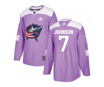 Youth Adidas Columbus Blue Jackets #7 Jack Johnson Purple Authentic Fights Cancer Stitched NHL Jersey