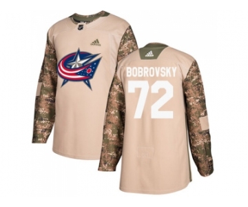 Youth Adidas Columbus Blue Jackets #72 Sergei Bobrovsky Camo Authentic 2017 Veterans Day Stitched NHL Jersey