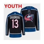 Youth Columbus Blue Jackets #13 Johnny Gaudreau Navy 2022 Reverse Retro Stitched Jersey