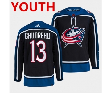 Youth Columbus Blue Jackets #13 Johnny Gaudreau Navy 2022 Reverse Retro Stitched Jersey