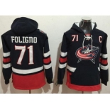 Columbus Blue Jackets #71 Nick Foligno Navy Blue Name & Number Pullover NHL Hoodie