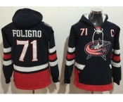 Columbus Blue Jackets #71 Nick Foligno Navy Blue Name & Number Pullover NHL Hoodie