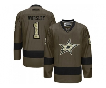 Dallas Stars #1 Gump Worsley Green Salute to Service Stitched NHL Jersey