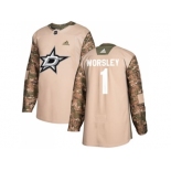 Men Adidas Dallas Stars #1 Gump Worsley Camo Authentic 2017 Veterans Day Stitched NHL Jersey