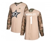 Men Adidas Dallas Stars #1 Gump Worsley Camo Authentic 2017 Veterans Day Stitched NHL Jersey