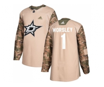 Men Adidas Dallas Stars #1 Gump Worsley Camo Authentic 2017 Veterans Day Stitched NHL Jersey