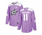 Men Adidas Dallas Stars #11 Mike Gartner Purple Authentic Fights Cancer Stitched NHL Jersey