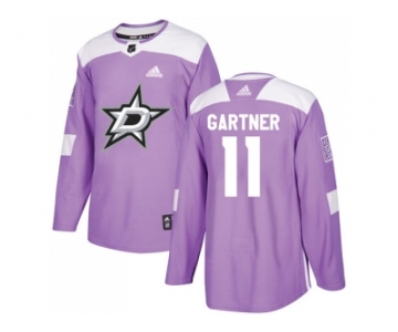 Men Adidas Dallas Stars #11 Mike Gartner Purple Authentic Fights Cancer Stitched NHL Jersey