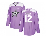 Men Adidas Dallas Stars #12 Radek Faksa Purple Authentic Fights Cancer Stitched NHL Jersey