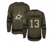 Men Adidas Dallas Stars #13 Mattias Janmark Green Salute to Service Stitched NHL Jersey