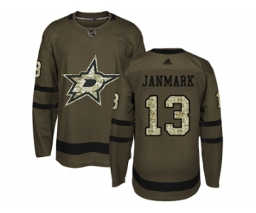 Men Adidas Dallas Stars #13 Mattias Janmark Green Salute to Service Stitched NHL Jersey