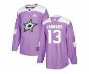 Men Adidas Dallas Stars #13 Mattias Janmark Purple Authentic Fights Cancer Stitched NHL Jersey