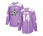 Men Adidas Dallas Stars #14 Jamie Benn Purple Authentic Fights Cancer Stitched NHL Jersey