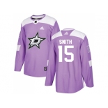 Men Adidas Dallas Stars #15 Bobby Smith Purple Authentic Fights Cancer Stitched NHL Jersey