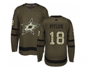 Men Adidas Dallas Stars #18 Tyler Pitlick Green Salute to Service Stitched NHL Jersey