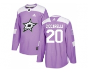 Men Adidas Dallas Stars #20 Dino Ciccarelli Purple Authentic Fights Cancer Stitched NHL Jersey