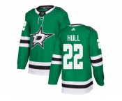 Men Adidas Dallas Stars #22 Brett Hull Green Home Authentic Stitched NHL Jersey