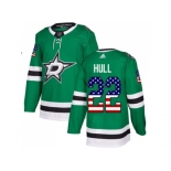 Men Adidas Dallas Stars #22 Brett Hull Green Home Authentic USA Flag Stitched NHL Jersey