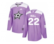 Men Adidas Dallas Stars #22 Brett Hull Purple Authentic Fights Cancer Stitched NHL Jersey