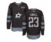 Men Adidas Dallas Stars #23 Esa Lindell Black 1917-2017 100th Anniversary Stitched NHL Jersey