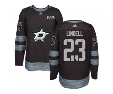 Men Adidas Dallas Stars #23 Esa Lindell Black 1917-2017 100th Anniversary Stitched NHL Jersey