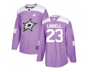 Men Adidas Dallas Stars #23 Esa Lindell Purple Authentic Fights Cancer Stitched NHL Jersey