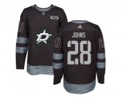 Men Adidas Dallas Stars #28 Stephen Johns Black 1917-2017 100th Anniversary Stitched NHL Jers