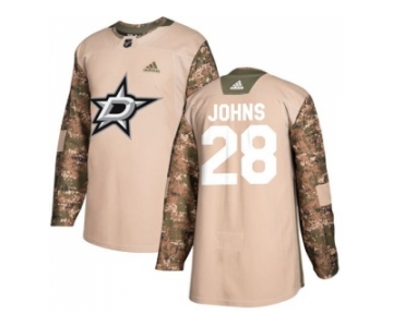 Men Adidas Dallas Stars #28 Stephen Johns Camo Authentic 2017 Veterans Day Stitched NHL Jersey