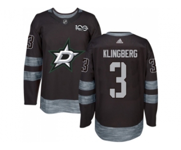 Men Adidas Dallas Stars #3 John Klingberg Black 1917-2017 100th Anniversary Stitched NHL Jersey