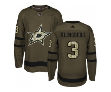 Men Adidas Dallas Stars #3 John Klingberg Green Salute to Service Stitched NHL Jersey