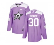 Men Adidas Dallas Stars #30 Ben Bishop Purple Authentic Fights Cancer Stitched NHL Jersey