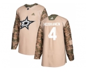 Men Adidas Dallas Stars #4 Miro Heiskanen Camo Authentic 2017 Veterans Day Stitched NHL Jersey