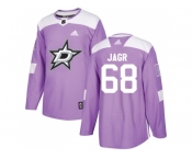 Men Adidas Dallas Stars #68 Jaromir Jagr Purple Authentic Fights Cancer Stitched NHL Jersey