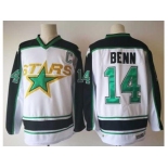 Men Dallas Stars #14 Jamie Benn White Road Authentic Stitched NHL Jersey