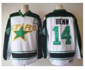 Men Dallas Stars #14 Jamie Benn White Road Authentic Stitched NHL Jersey