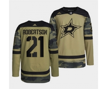 Men Dallas Stars #21 Jason Robertson 2022 Camo Military Appreciation Night Stitched jersey