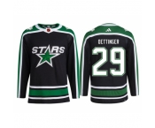 Men Dallas Stars #29 Jake Oettinger Black 2022- 23 Reverse Retro Stitched Jersey